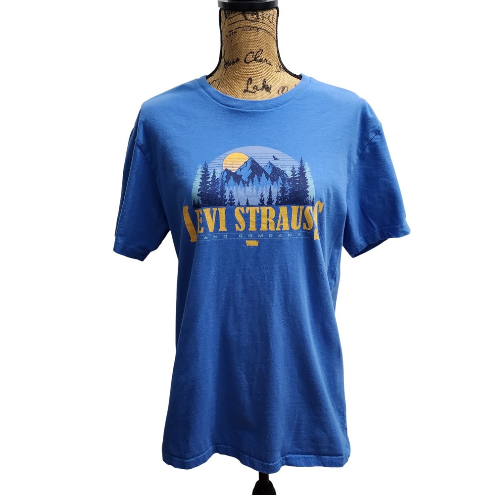 Levi‎ Strauss Graphic T-Shirt Mountain Scene Short Sleeve Tee Size L